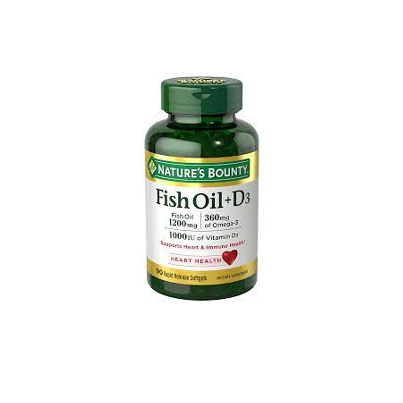 Nature’s Bounty Fish Oil + Vitamin D3 1,200 Mg , 90 Rapid Release Softgels