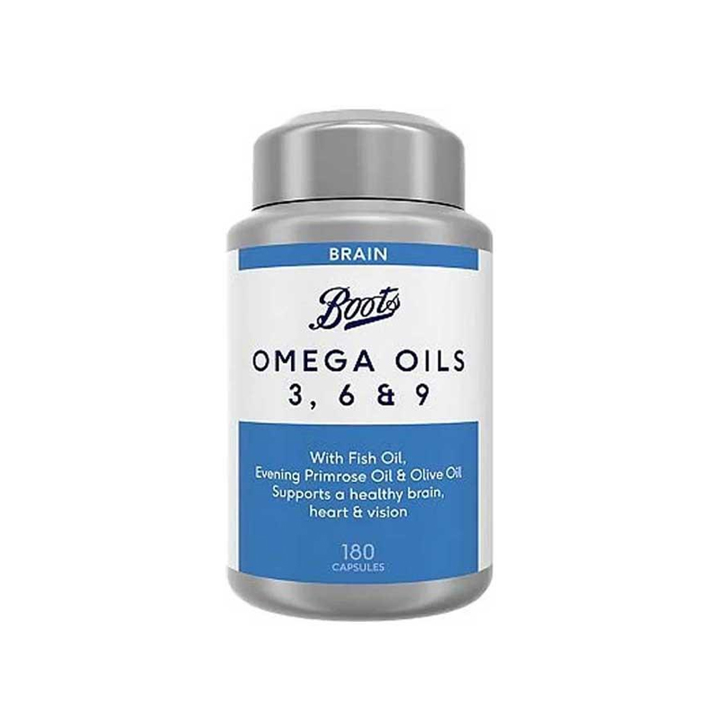 BOOTS Omega Oils 3, 6 & 9 For Brain (180 Capsules)