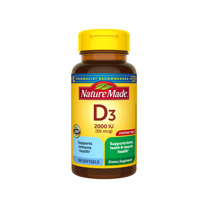 Nature Made Vitamin D3 2000 IU 50mcg -100 Softgels