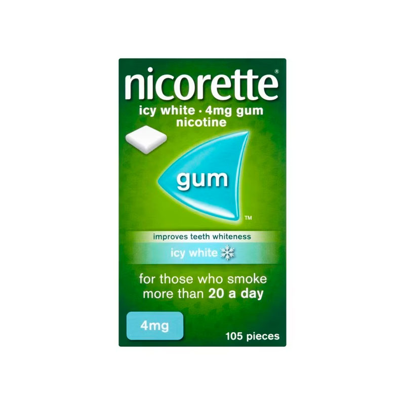 Nicorette Icy White , 4mg Gum Nicotine 105 Pieces