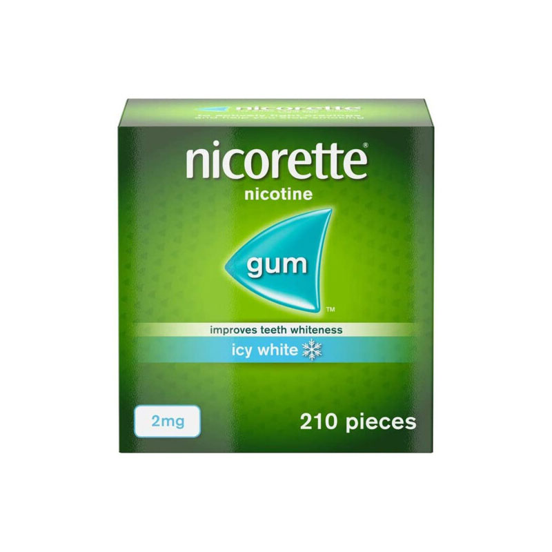 Nicorette Icy White Whitening Gum, 2mg -210 Pieces