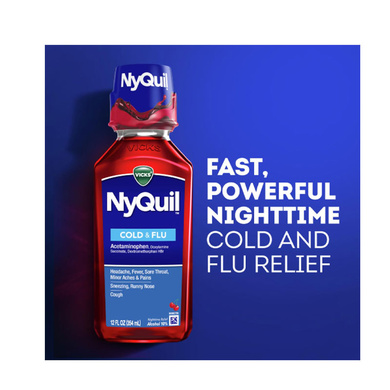 NyQuil Cough, Cold & Flu Night time, Cherry Flavor -236 (ml)