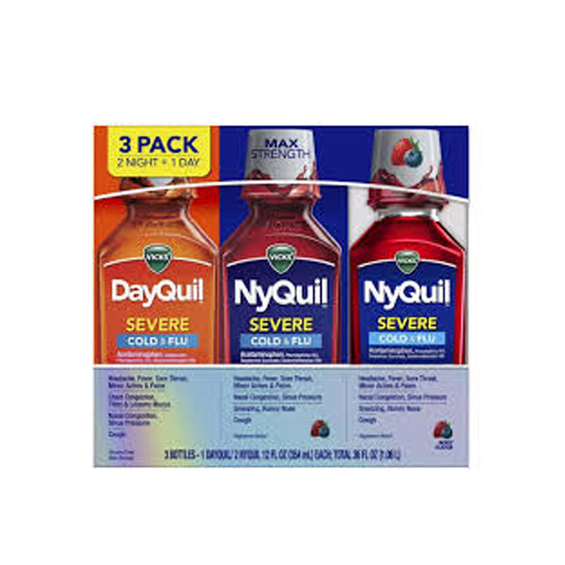 Vicks DayQuil and NyQuil Severe Cold Syrup Value -3 pcs Pack