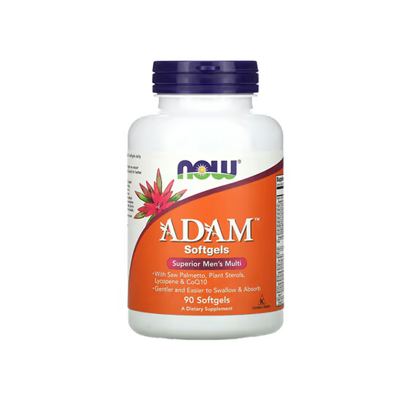NOW ADAM™ Men's Multivitamin with Saw Palmetto, Plant Sterols -90 Softgels