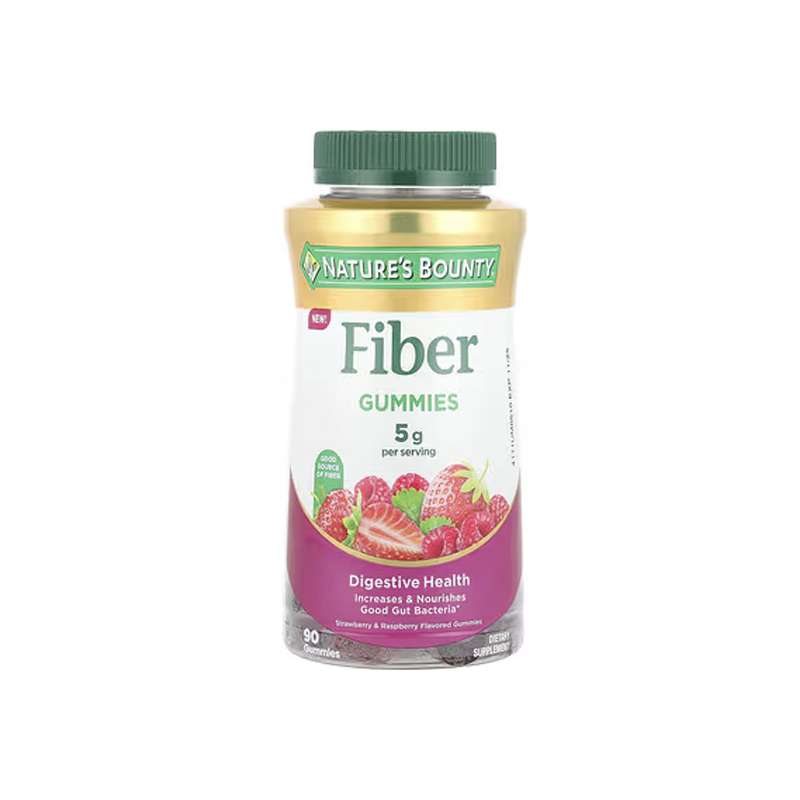 Nature's Bounty Fiber Gummies Strawberry & Raspberry 90 Gummies