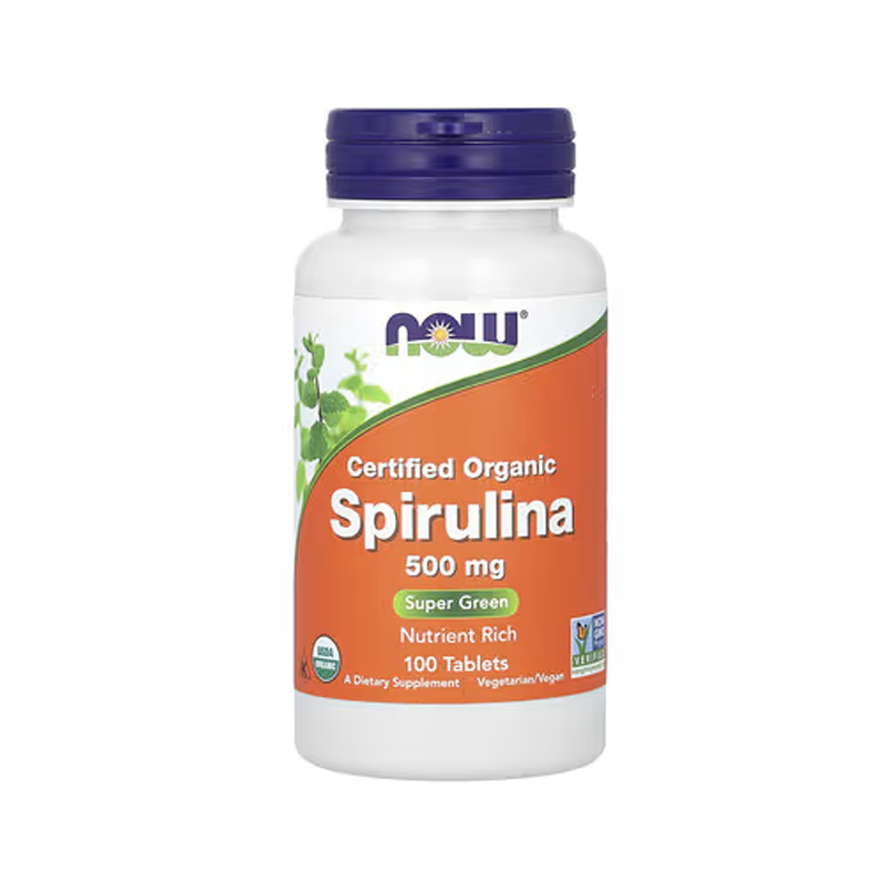 Now Certified Organic Spirulina 500mg 100 Tablets