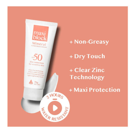 Maxiblock Mineral Clear Zinc Sunscreen SPF50 75g