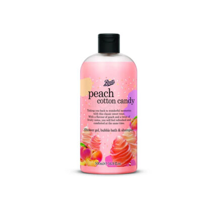 Boots Peach Cotton Candy Shower Gel, Bubble Bath & Shampoo 500ml