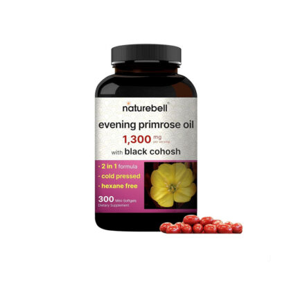 Naturebell Evening Primrose Oil (1,300 mg) with Black Cohosh – 300 mini-softgels