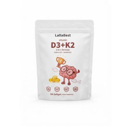 LallaBest Vitamin D3 + K2 2-in-1 Formula, 5,000 IU D3 + 100 mcg K2 - 300 Softgels