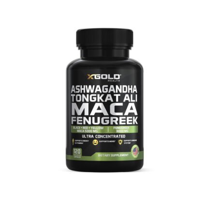 X Gold Health Ashwagandha Tongkat Ali Maca Fenugreek Ultra Concentrated - 120 Veggie Capsules