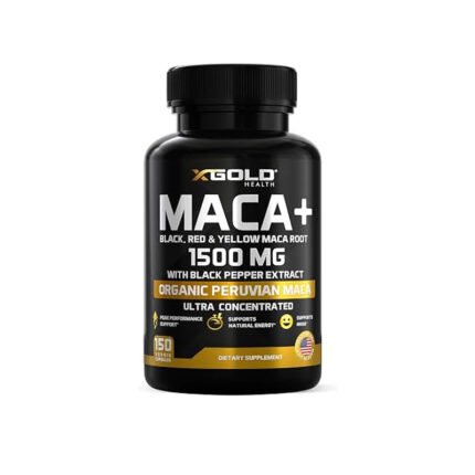 X Gold Health Maca Plus Black, Red & Yellow Maca Root - 150 Veggie Capsules